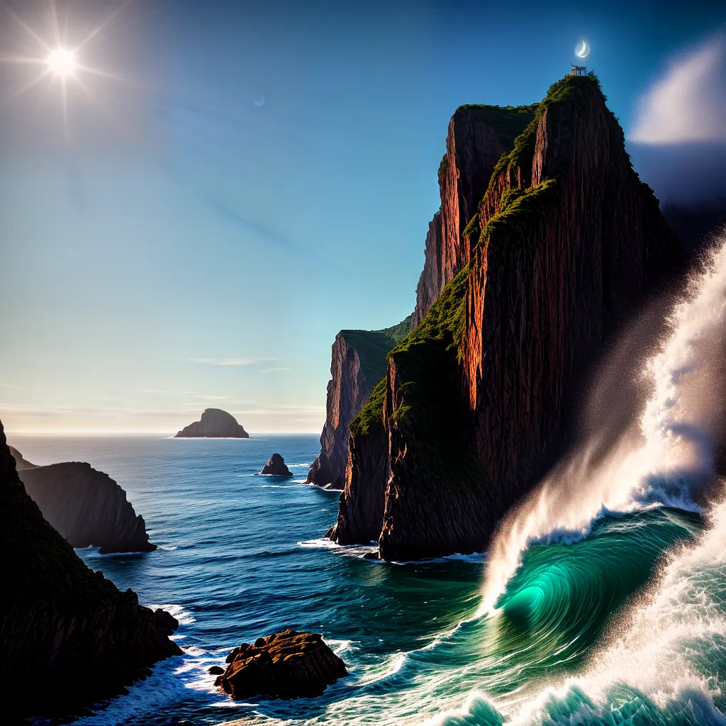Mergulhe no Inconsciente: A Profundidade dos Sonhos 2 Fotos pintura oceano escada lua surreal