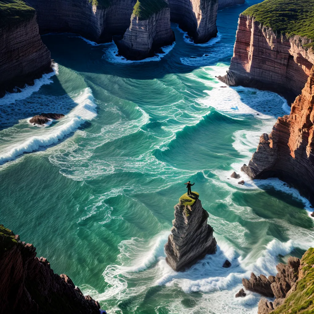 Significado de Sonhar com a Inconsciência Imprevisível do Indomável 4 Fotos pintura oceano ondas altas figura surreal
