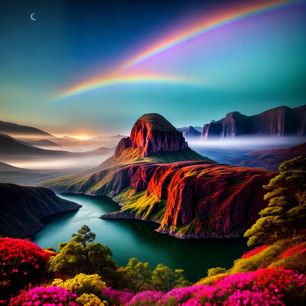 A Harmonia dos Sonhos: Descubra seu Significado Oculto 4 Fotos pintura paisagem arco iris meditacao