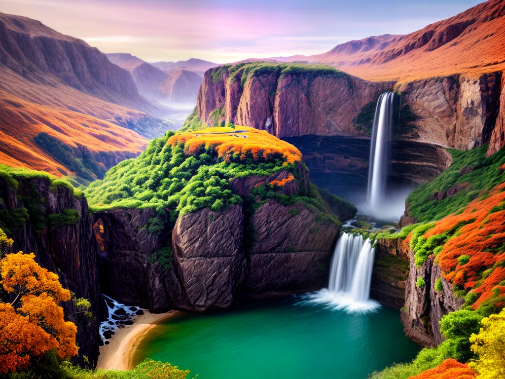 Desvende os Sonhos Desbordantes: Encontre o Significado de Sonhar com Exuberância 6 Fotos pintura paisagem surreal flores cascata