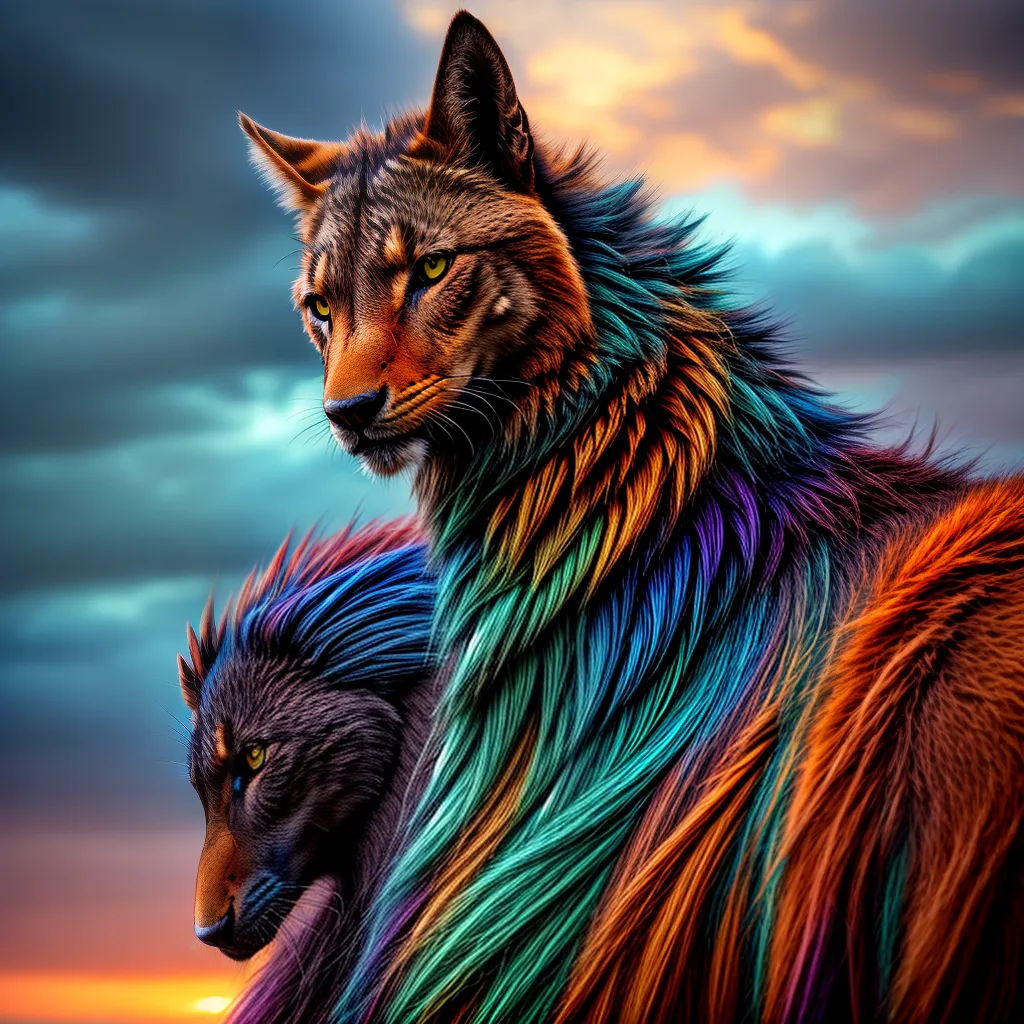 Fotos pintura surreal fantasia criaturas coloridas