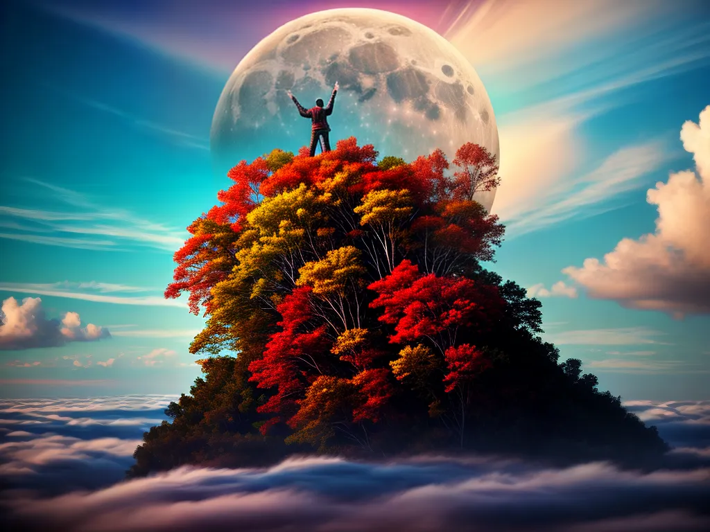 Desconcertante Jornada: Descubra o Magnífico Significado dos Sonhos 6 Fotos pintura surreal flutuando nuvens lua
