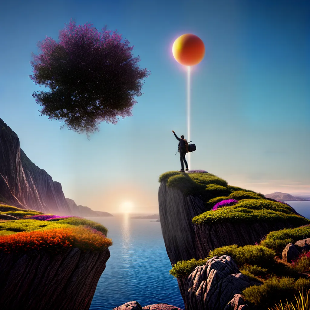 Fotos pintura surrealista paisagem mistica orbe