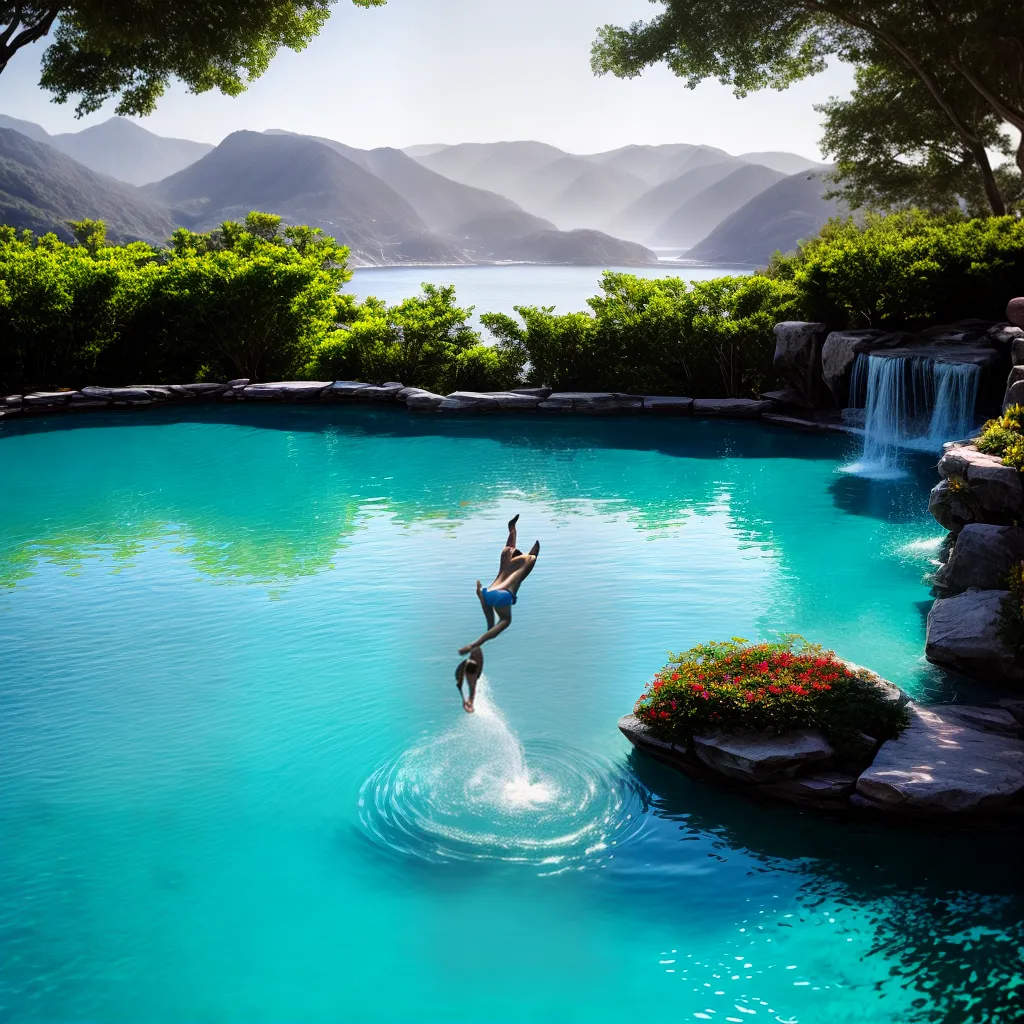 Banho na Piscina: O Significado dos Sonhos Aquáticos Revelado 4 Fotos piscina azul ceu verao mergulho