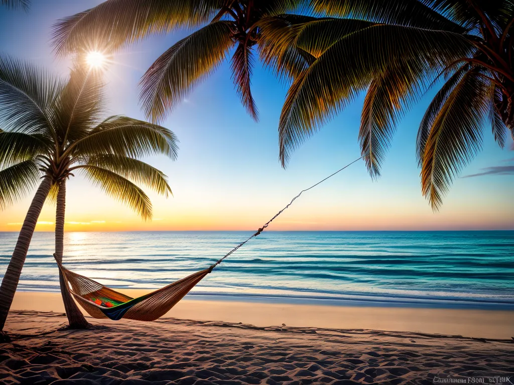 Fotos por do sol praia palmeiras hammock