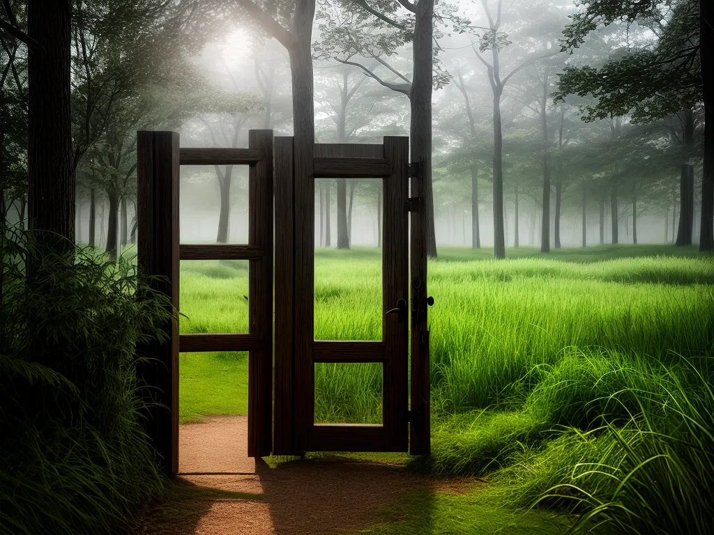 Fotos porta misteriosa campo verde