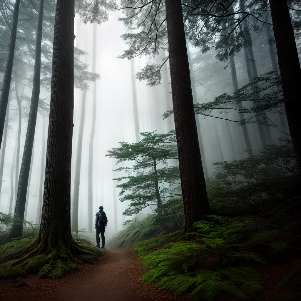 Fotos porta misteriosa floresta nevoeiro