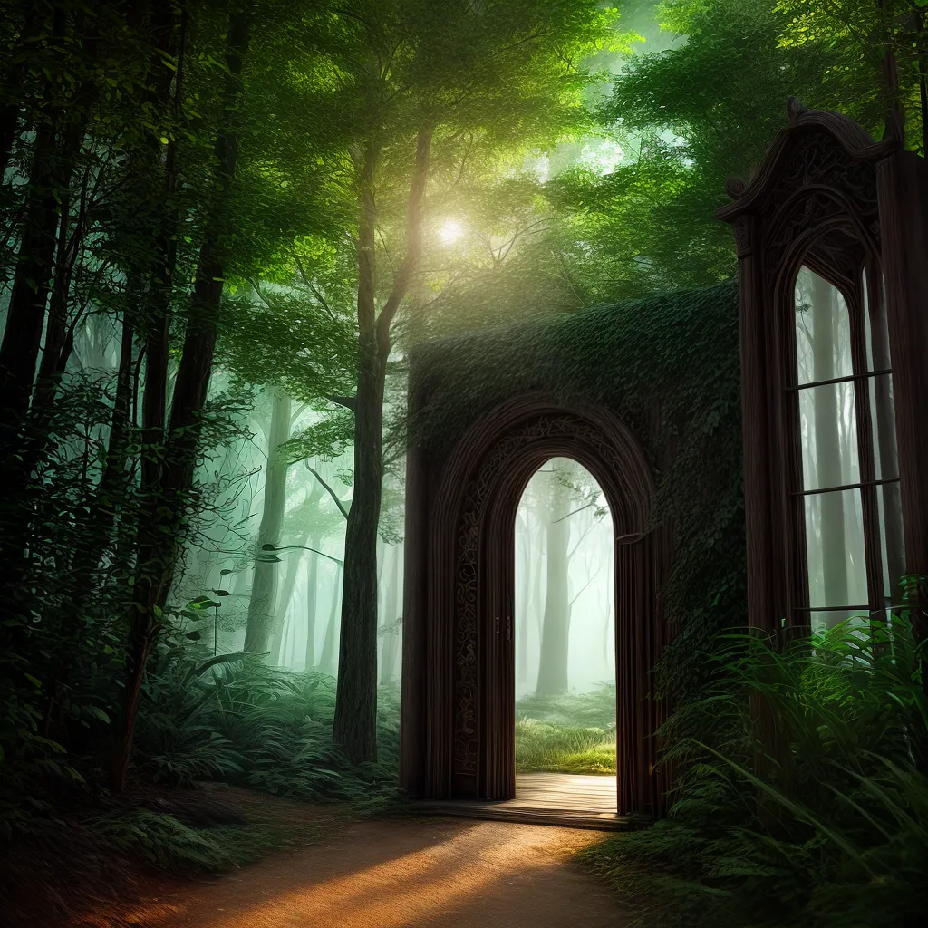 Fotos porta mistica floresta simbolos dimensao