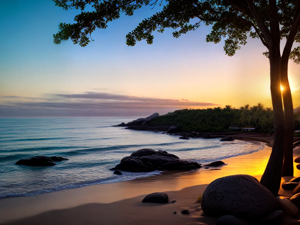 Mundo dos Sonhos: Coqueirais, Sombras e Pedras Desvendados! 2 Fotos praia anoitecer coqueiros sombra rochas