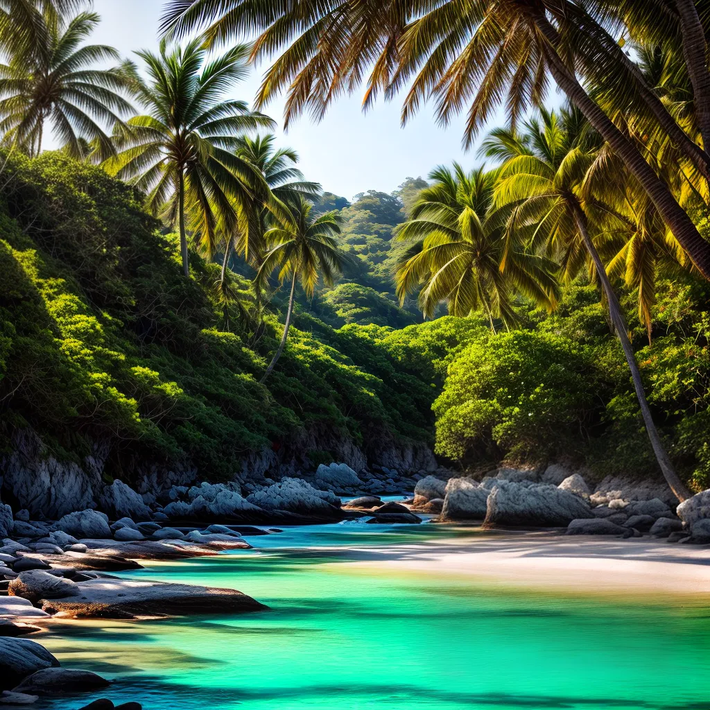 Desvendando as Minúcias: O Significado dos Sonhos das Praias Secretas 2 Fotos praia azul cristalina palmeiras por do sol