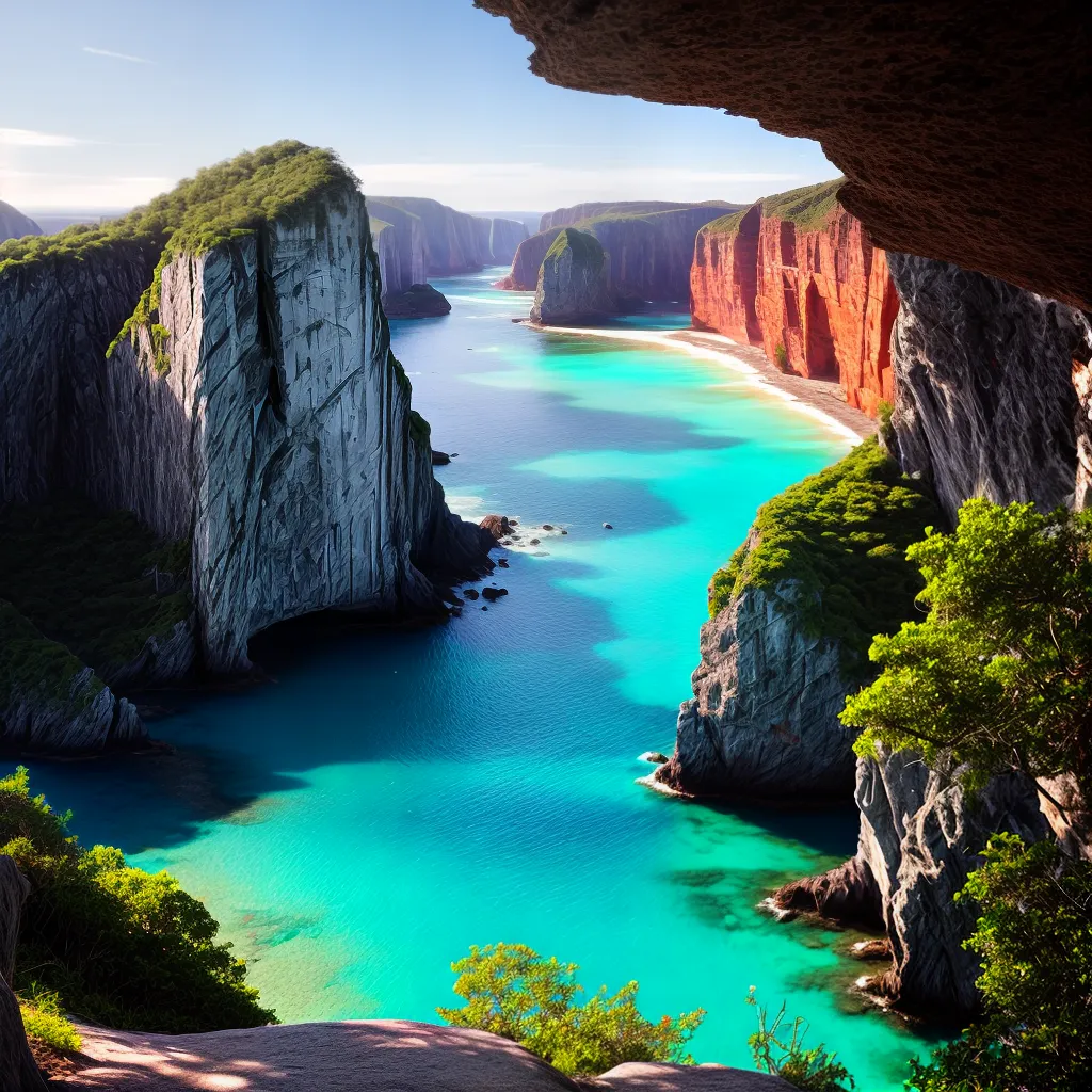 Fotos praia escondida cliffs aguas turquesa