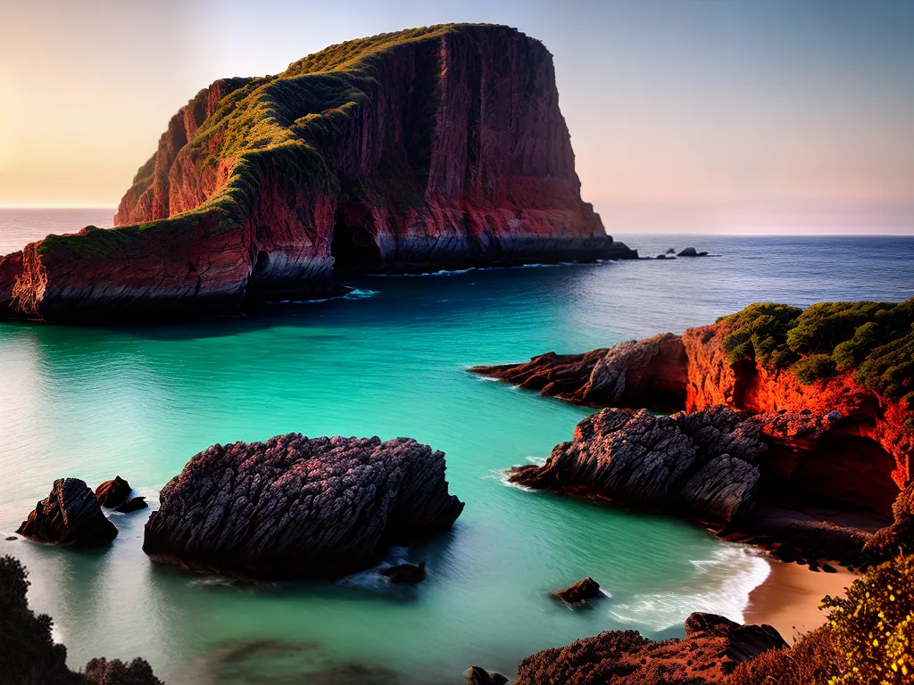 Fotos praia ocaso dourado ondas turquesa