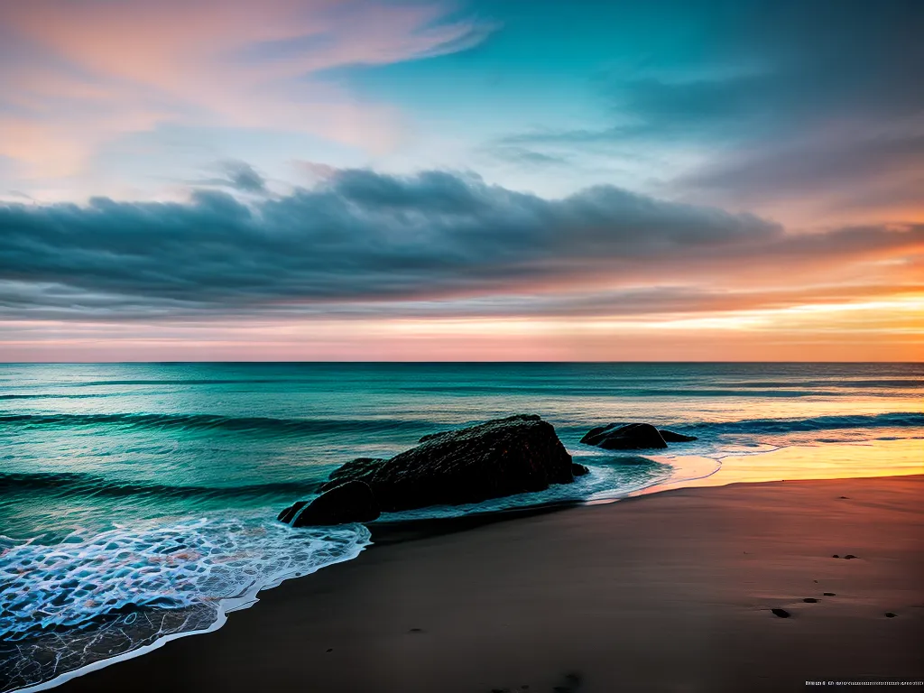 Fotos praia por do sol ondas serenas 1