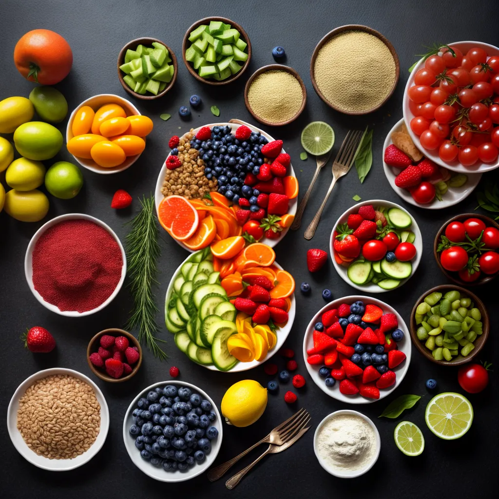Fotos prato colorido frutas legumes graos 1