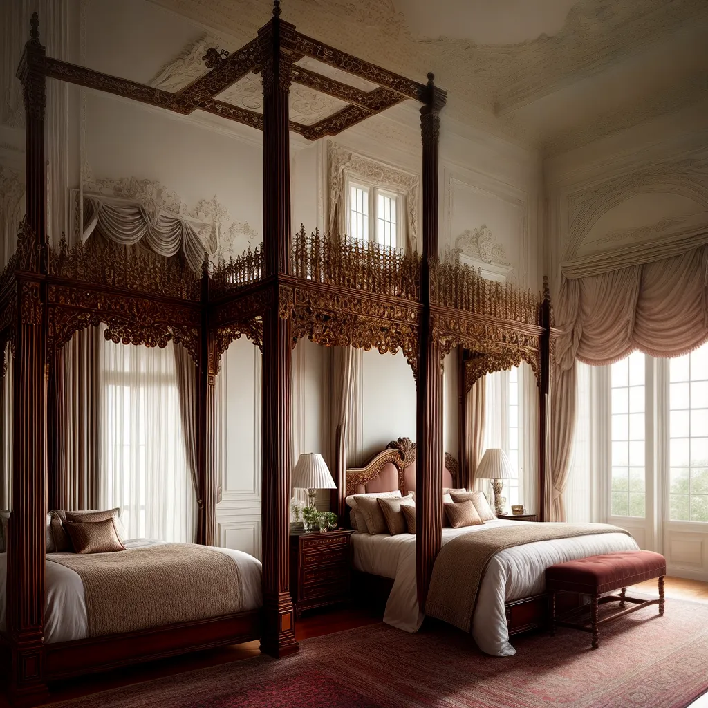 Descubra os Significados dos Sonhos em Lugares Suntuosos 4 Fotos quarto luxuoso cama dossel janela