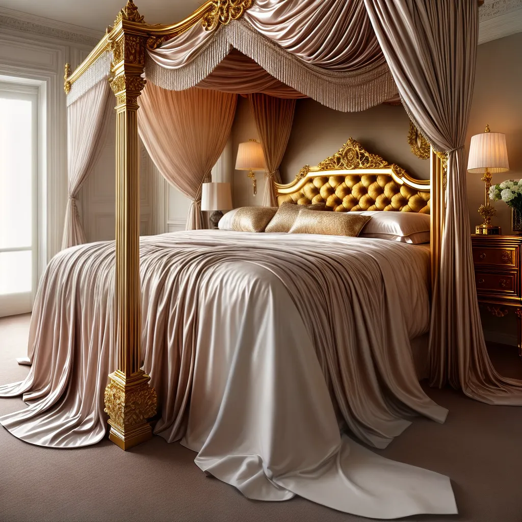 Fotos quarto luxuoso cama seda opulencia