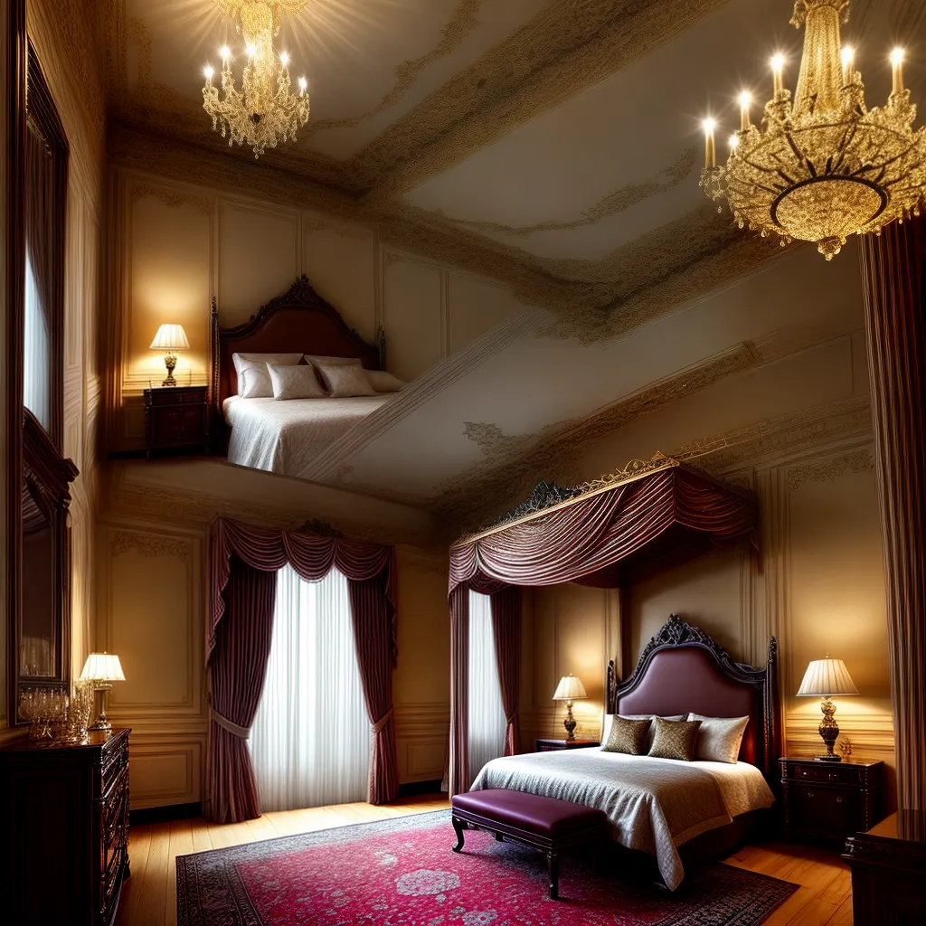 Fotos quarto luxuoso cama seda ouro