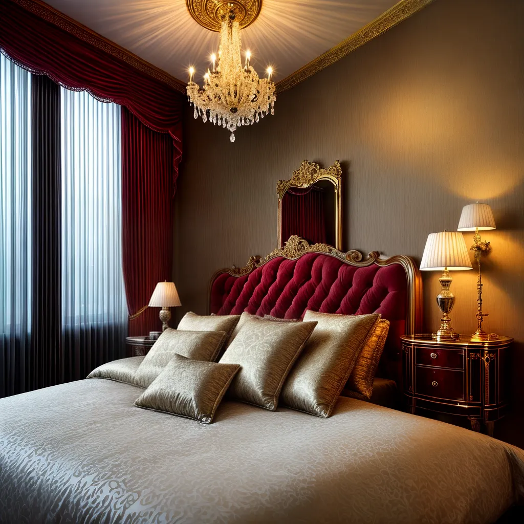 Fotos quarto luxuoso chandelier cortinas veludo
