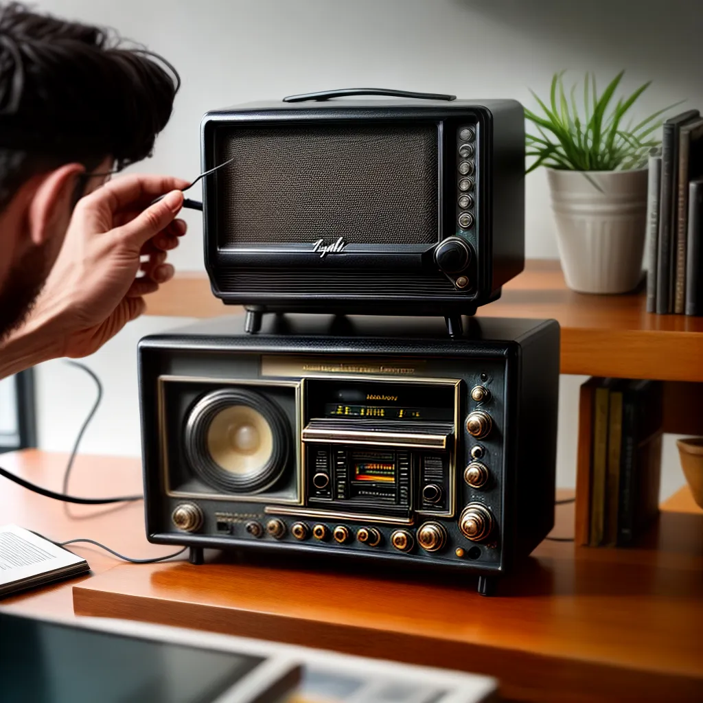 Desvendando o Significado de Sonhar com Radiotelevisão e Meios de Comunicação 6 Fotos radio vintage maos dial jornais