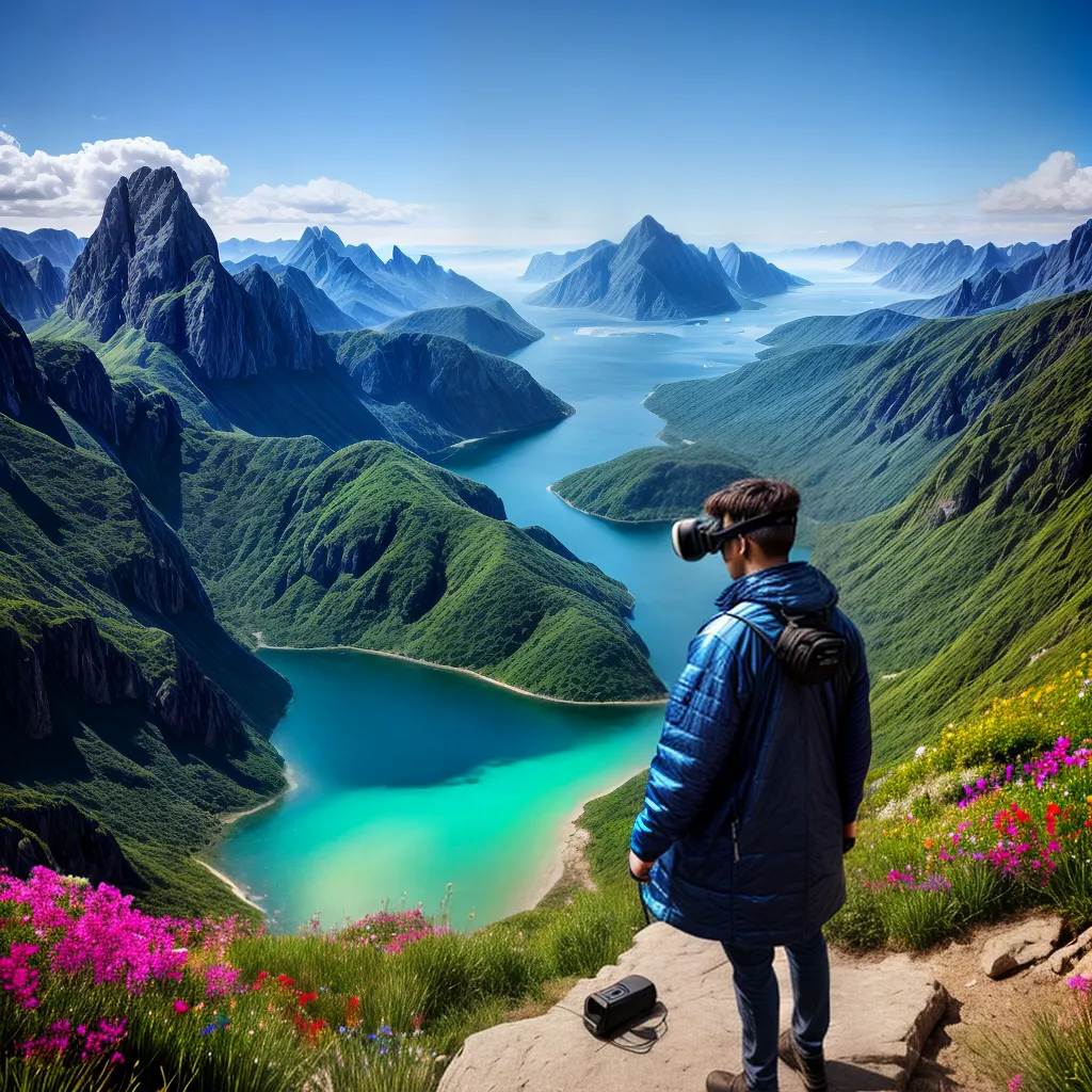 Fotos realidade virtual paisagem holografica