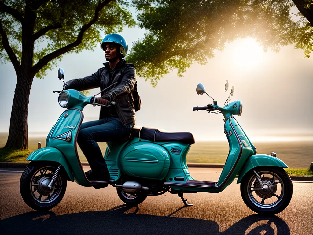 Fotos scooter sonhador paisagem colorida