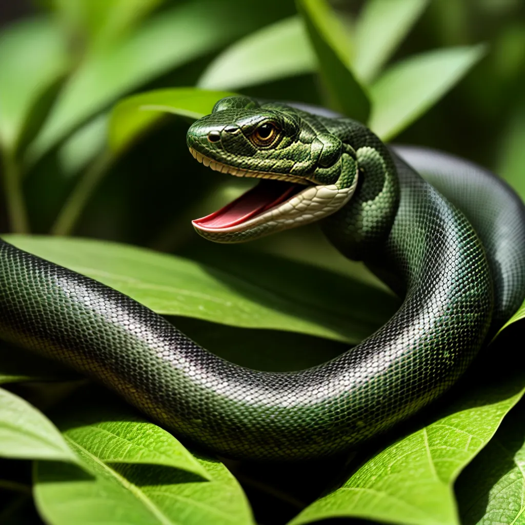 Fotos serpente folhas verdes jungle