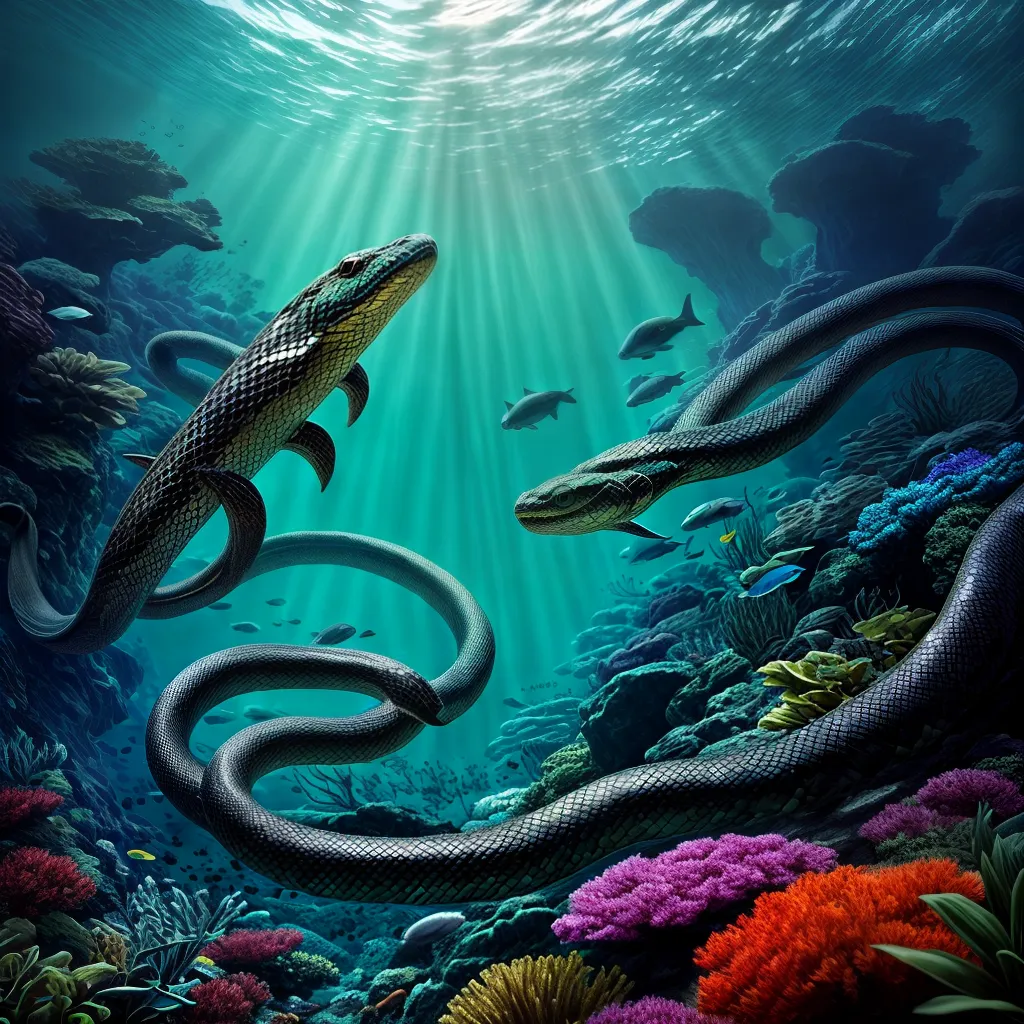 Fotos serpentes submersas misterio folhagem