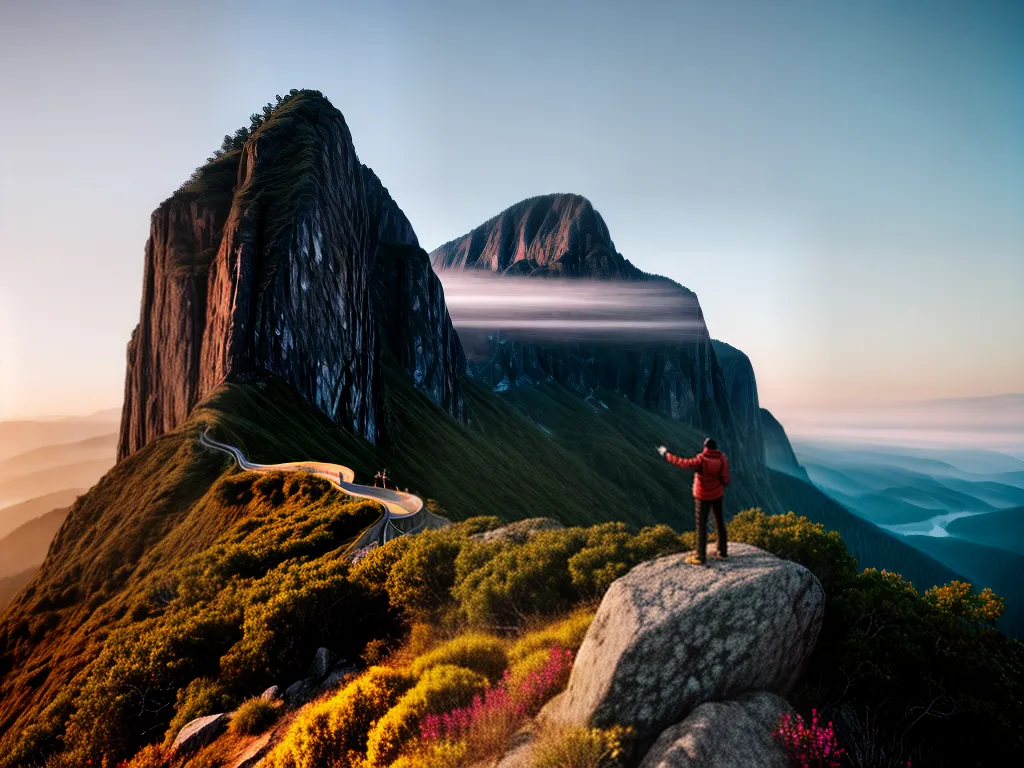 Fotos silhueta montanha amanhecer potencial
