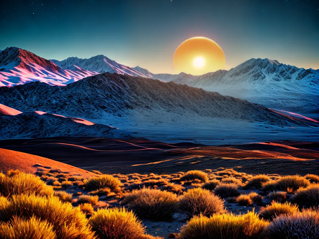 3. Sonhos Quente-Frio: O Que Significam as Mudanças de Temperatura Noturnas? 4 Fotos sol deserto lua montanha gelo