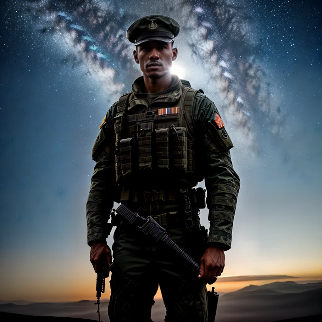 Fotos soldado determinado ceu estrelado