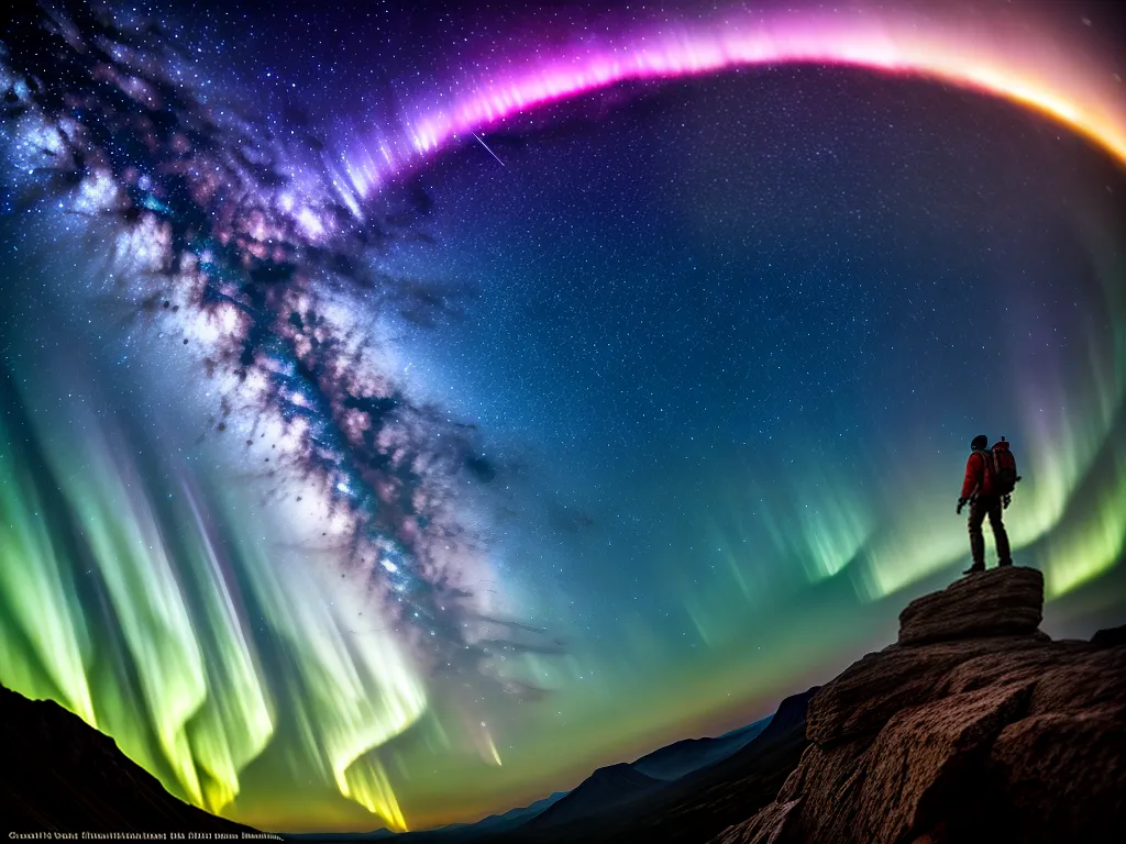 Fotos sonhador estrelas auroras montanha