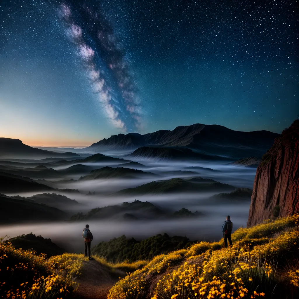 Fotos sonhador estrelas paisagem luminosa