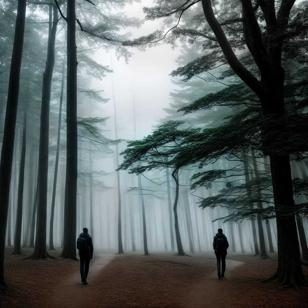 Fotos sonhador misterio floresta nevoa