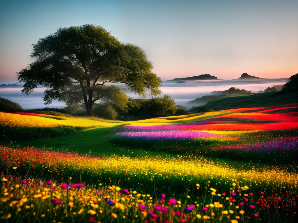 Fotos sonho campo flores ceu misterioso