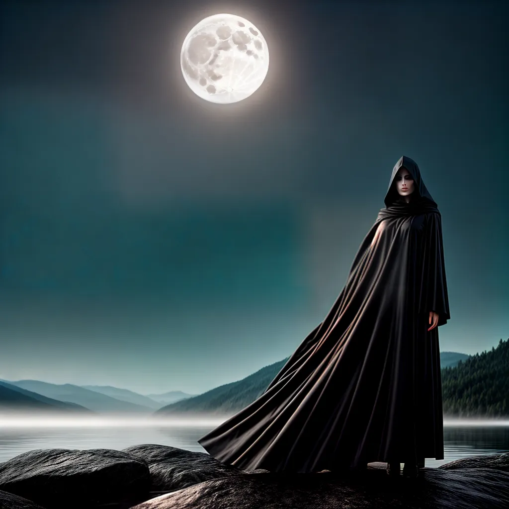 Fotos sonho misterioso figura cloak lago