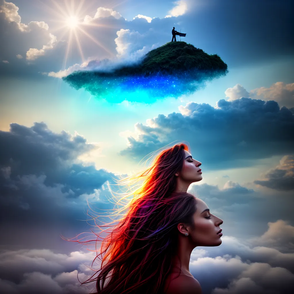 Fotos sonho surreal ilustracao nuvens coloridas