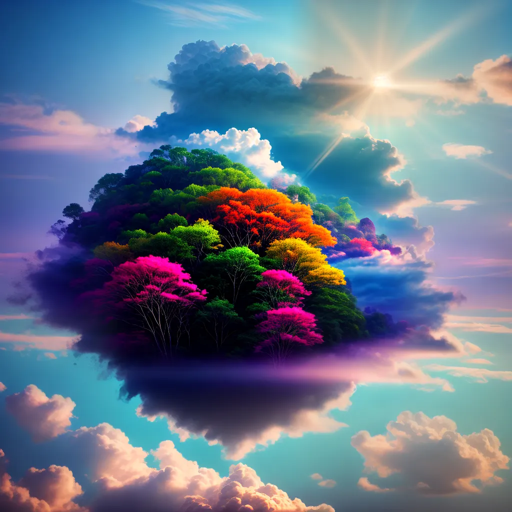 Fotos sonho surreal nuvem simbolos vibrantes