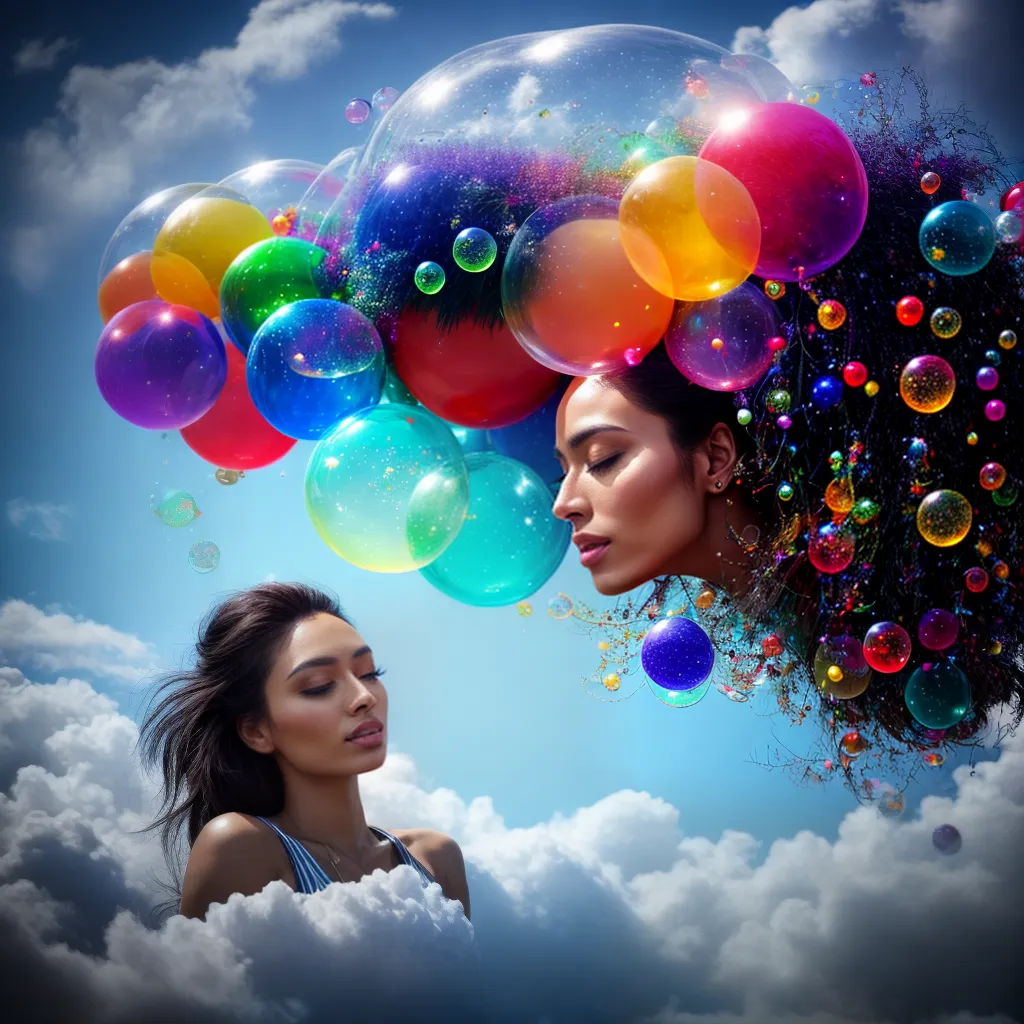 Fotos sonho surrealista nuvem bolhas coloridas
