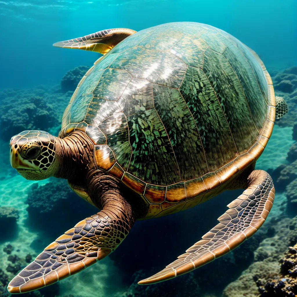Fotos tartaruga marinha nadando aguas turquesa 1