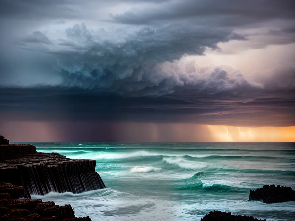 Fotos tempestade oceano rochas caos determinacao