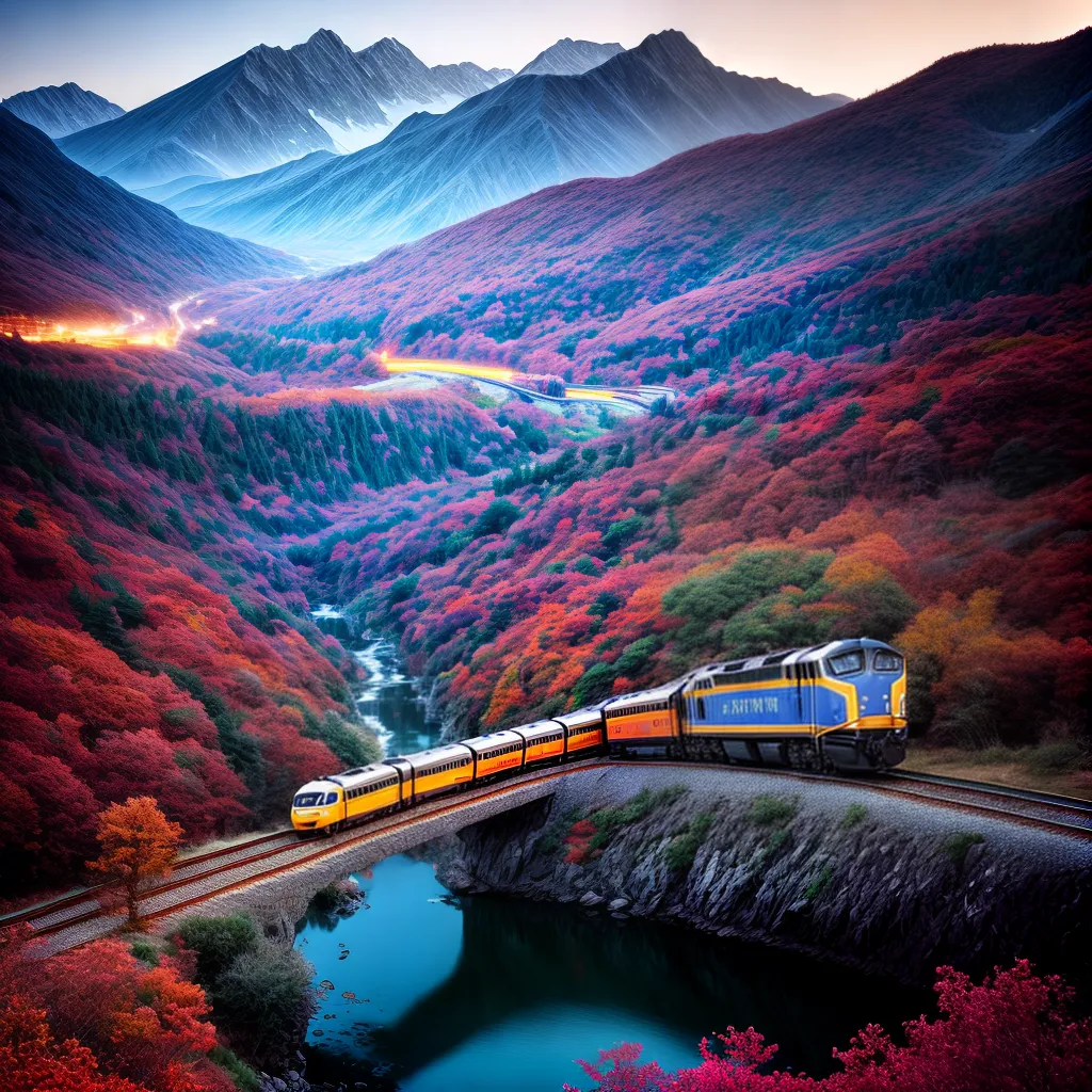 Fotos trem luzes coloridas paisagem sonhos