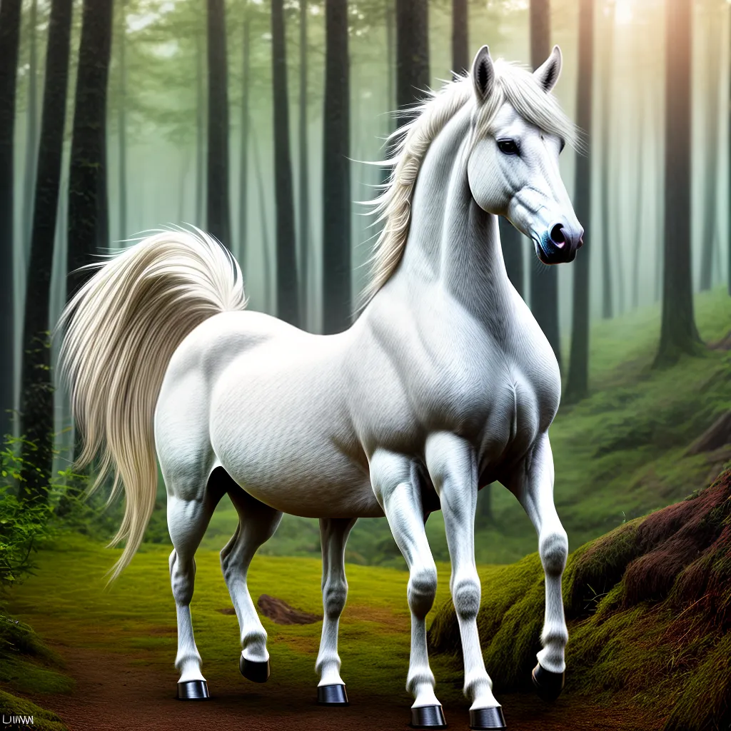 Fotos unicornio magico floresta mistica
