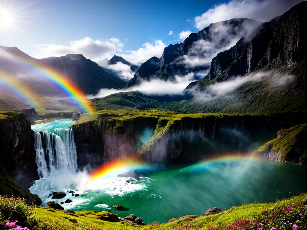 Fotos cascata arco iris lago borboletas