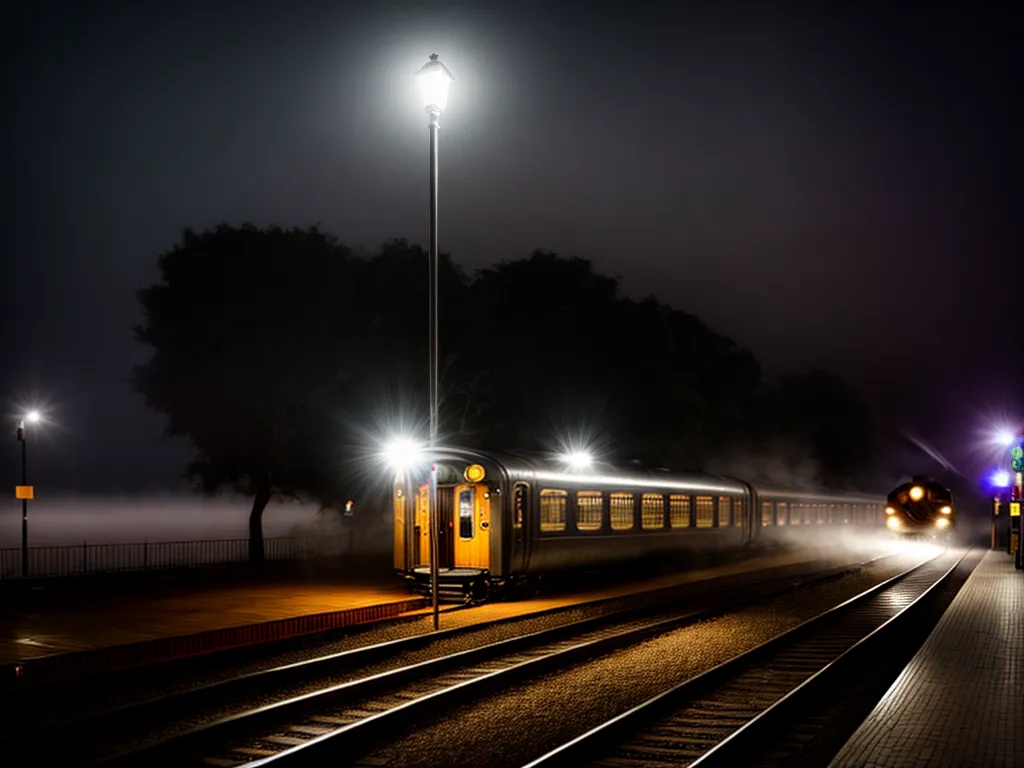 Fotos estacao noturna nevoeiro trem vapor