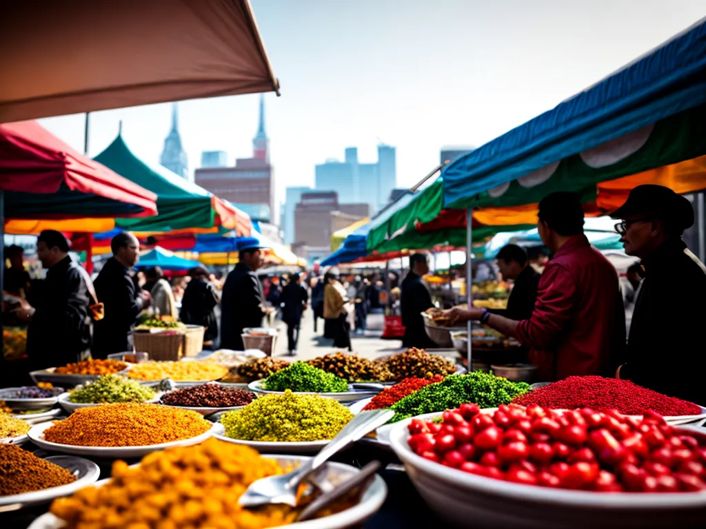 Desvende o Significado de Sonho com Gastronomia Local: Uma Jornada Inesquecível 3 Fotos mercado comida multicultural sabores conversas
