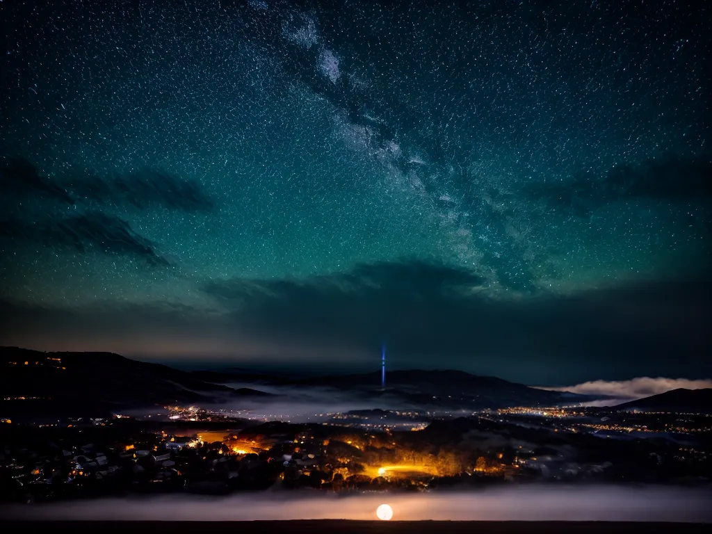 Fotos noite estrelada lua cheia paisagem