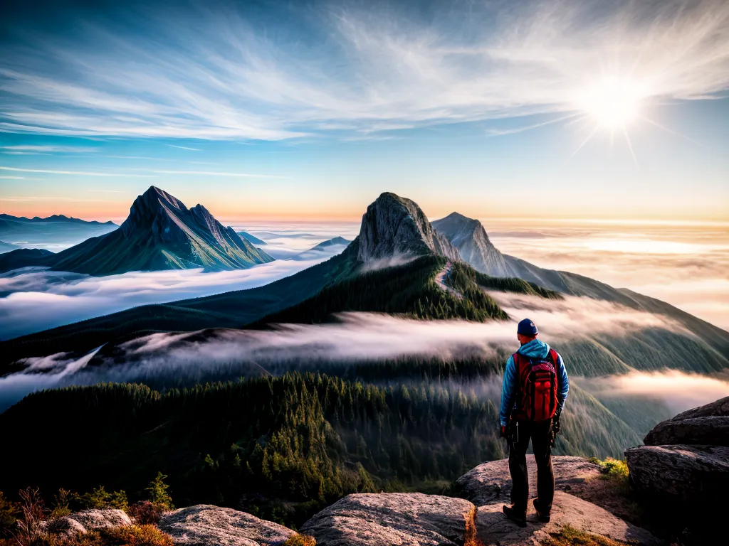 Fotos persistence hiker sunset mountain