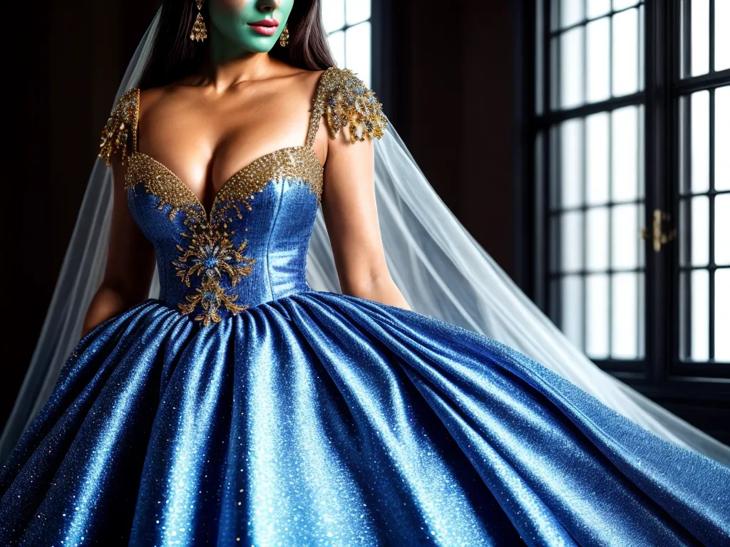 Fotos vestido gala azul prata perolas