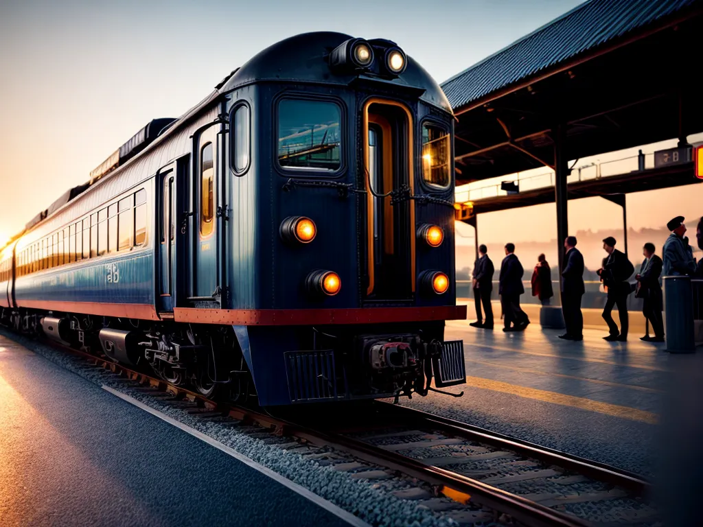 Fotos estacao por do sol locomotiva embarque