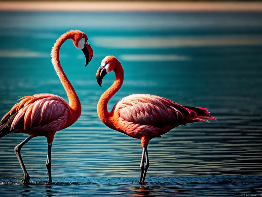 Fotos flamingos graca elegancia agua serena